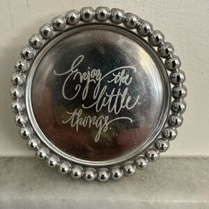 Mud Pie 'Enjoy the Little Things' Silver Beaded Ring Tray